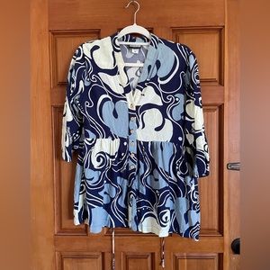 Blue Manuaheali'i Button Down Blouse